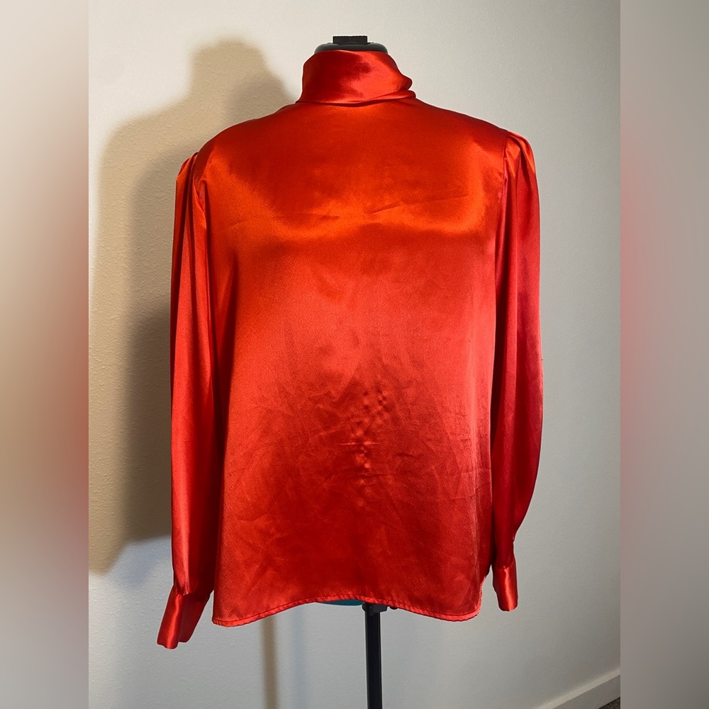 Vintage Lloyd Williams Button Up Satin Turtleneck Blouse